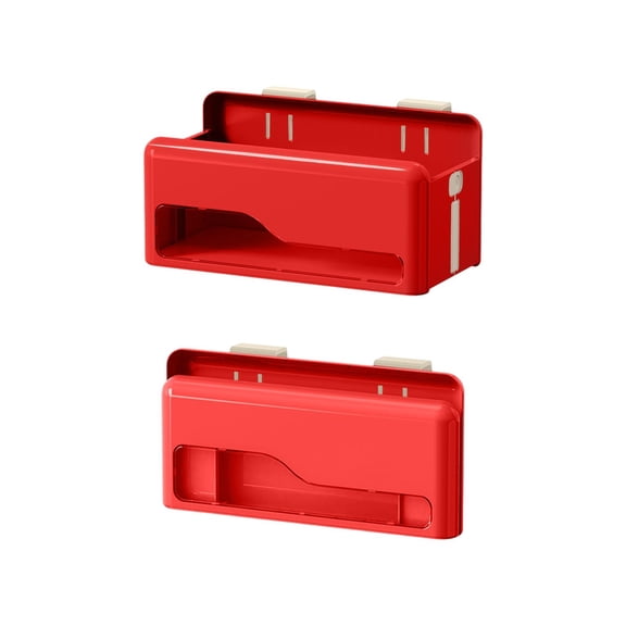Yyuenw Desktop Storage Box, Foldable Wall-Mounted Storage Box, No-Drill Organizer, Ideal for Office and Home (Red)