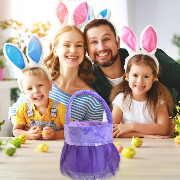 Clearance Under $5!Yyuenw Easter Bunny Bags Cotton Fleece Kids Easter Gift Basket Candy Bag Wedding Flower Girl Baskets,Cute Handle Flower Girl Basket