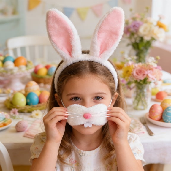 Yyuenw Easter Decorations, Easter Face Masks Easter Bunny Decorations Holiday Bunny Face Masks