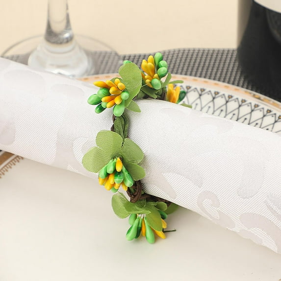 Clearance Under $5!Yyuenw Easter Wreath, Easter Eggs Artificial Flower Garland, Easter Ears Napkin Ring Hotel Terrace Mouth Cloth Border Easter Series Napkin Buckle