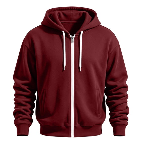 Chiccall Full Zip Hoodie for Men Drawstring Long Sleeve Hooded Sweatshirts Casual Fashion Athletic Solid Jacket with Pocket