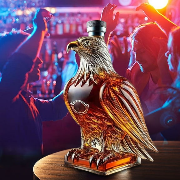 Yyuenw Funny Whiskey Eagle Bottle, Unique Glass Whiskey Decanter, Glass Whiskey Decanter Animal Eagle Statue Funny Whiskey Bottle, Eagle Liquor Bottle