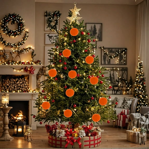 Yyuenw Furry Christmas Balls for Christmas Tree Decorations, Soft Faux Fur Pom Poms Balls 3.15 Inch, Christmas Hanging Decorations for Home Party Supplies Fireplace Mantel Wall Decor