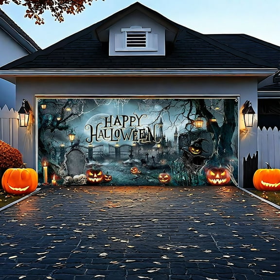 Yyuenw Halloween Garage Background Decoration Hanging Cloth Personalized Party Matching Decorative Tapestry Cloth Halloween Decorations