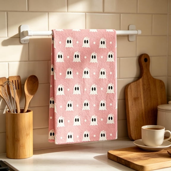 Yyuenw Halloween Ghost Microfiber Kitchen Towel, Water Absorbing Wiping Cloth for Counter Table, Spooky Home Decor