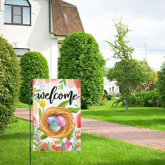 Clearance Under $5!Yyuenw Happer Easter Garden Flag 12 x 18 inch Double Sided Outside decorations,Easter Rabbit Small Garden Flags For Outdoor Yard Lawn