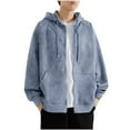 thumbnail image 1 of Yyuenw Hoodie for Men Long Sleeve Soft Loose Fit Hooded Sweatshirts Casual Comfy Full Zip Drawstring Jacket with Pocket, 1 of 3