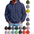 thumbnail image 1 of Yyuenw Hoodies for Men Fleece Lined Warm Pullover Long Sleeve Sweatshirts Casual Drawstring Hooded Solid Soft Comfy Fall Winter Sweatshirts Navy S, 1 of 7