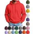 thumbnail image 1 of Yyuenw Hoodies for Men Fleece Lined Warm Pullover Long Sleeve Sweatshirts Casual Drawstring Hooded Solid Soft Comfy Fall Winter Sweatshirts Red 3XL, 1 of 7