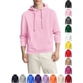 thumbnail image 1 of Yyuenw Hoodies for Men Long Sleeve Fleece Solid Pullover Casual Athletic Drawstring Hooded Sweatshirts with Pocket Pink XS, 1 of 7