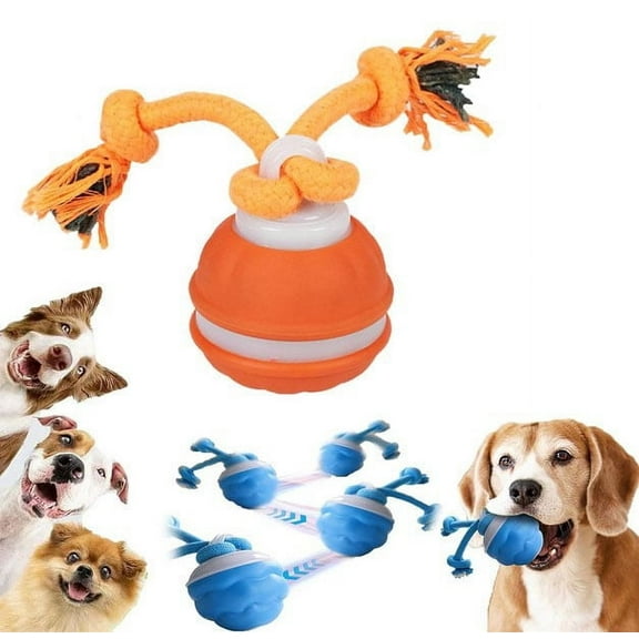 Yyuenw Interactive Dog Toys, Automatic Rolling Ball for Puppy/Small Dogs, Squeak Dog Toy, Touch Activated, USB Rechargeable Power Tail Dog Toy