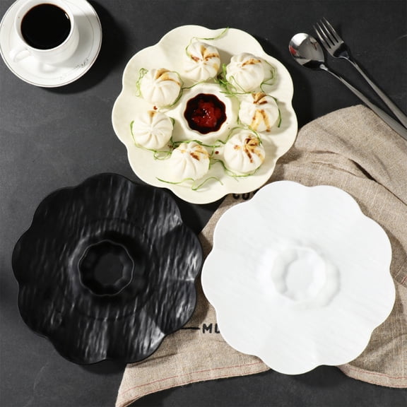 Yyuenw Jiaozi Plates With Vinegar, Plastic Snack Plates Shatter-resistant & Easy to Clean, Suitable for Home and Restaurant Use