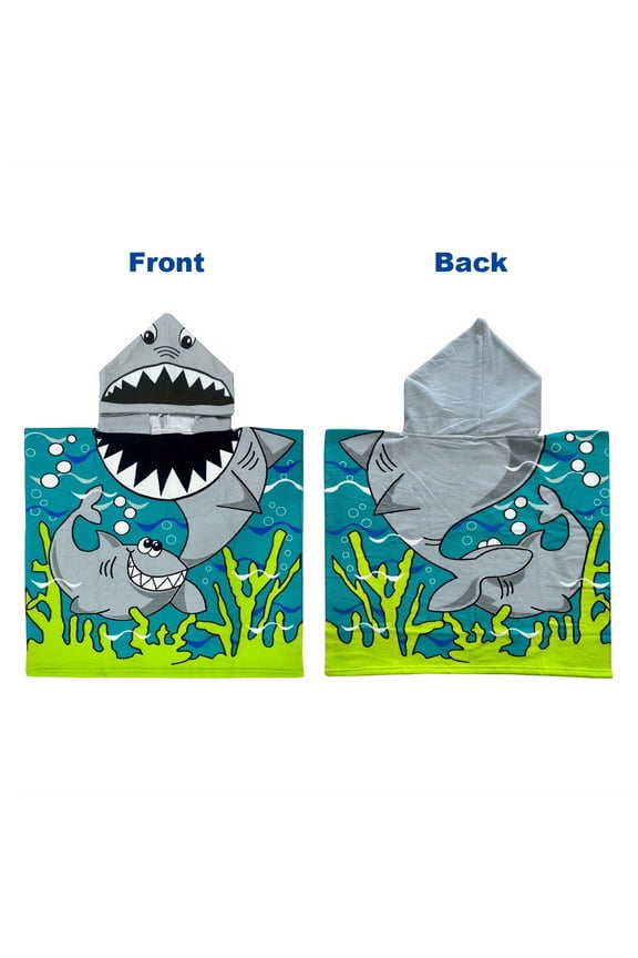 Kids Shark Beach Towel with Hood for Boys Girls, Kids Beach Towel Hooded Beach Bath Towel Soft Microfiber Swim Pool Cover-up Cape, Astronaut PinkMermaid Theme for Boys and Grils
