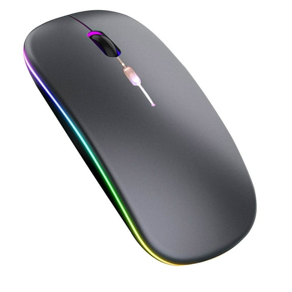Yyuenw LED Wireless Mouse, Slim Rechargeable Silent Mouse, 2.4G Portable USB Optical Computer Mice with USB Receiver and Type C Adapter
