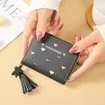 thumbnail image 1 of Clearance Under $5!Yyuenw Ladies Purse Wallet, PU Leather Purse with Card Slots and Compartments, Lady Credit Card Holder with Zipper, Solid Color Wallet with Embroidery Heart Pattern, 1 of 5