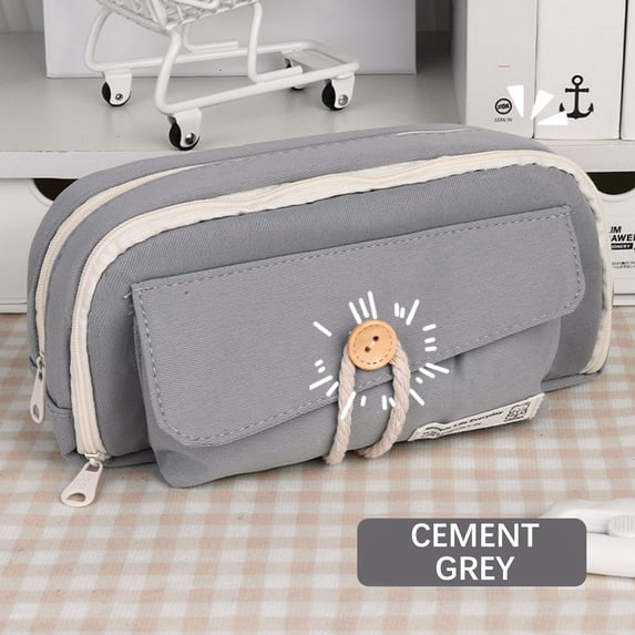 Yyuenw Large Capacity Pencil Case Button Pen Bag With Large Capacity Canvas Stationery Bag