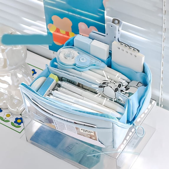Yyuenw Large Capacity Pencil Case, Multi-Compartment Design Versatile Pencil Case, Convenient Handheld Pencil Container, Unisex Cute Stationery Organizer