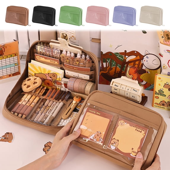 Yyuenw Large Capacity Pencil Case, Multi-Functional Stationery Pouch, Features Multiple Compartments Enables Organized Storage of Stationery