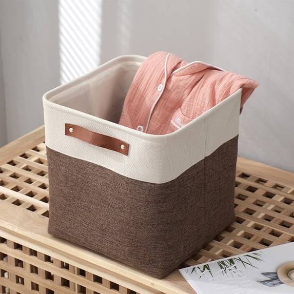 Yyuenw Large Storage Baskets with Handles, Fabric Storage Cubes Baskets, Decorative Linen Closet Baskets with Handles for Organizing, Shelf, Toys, Clothes, Home, Office, Nursery