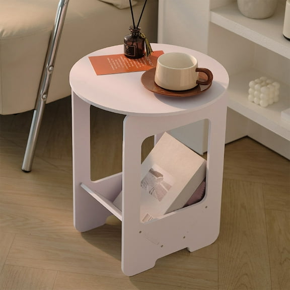 Yyuenw Living Room Storage Table,Bedside Shelving Round Table,Modern Style Portable Small Side Table for Bedroom and Sofa Corner Storage
