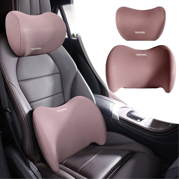 Yyuenw Lumbar & Neck Support Pillow Kit, Car Back Cushion Lumbar Support and Car Neck Pillow Kit, Memory Foam Ergonomic Neck Pillow Kit for Driving Fatigue Relief, Support Your Neck and Back