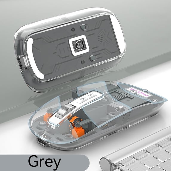 Yyuenw M133 Wireless Bluetooth Mouse, Triple Mode Transparent Design, Rechargeable, Low Noise for Office and Home