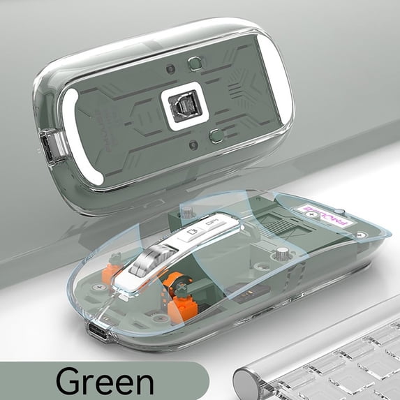 Yyuenw M133 Wireless Bluetooth Mouse, Triple Mode Transparent Design, Rechargeable, Low Noise for Office and Home