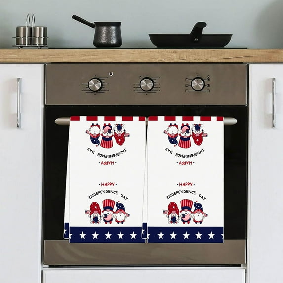 Clearance Under $5!Yyuenw Memorial Day Kitchen Towels America Flag Gnomes Kitchen Towels Independence Memorial Day 4Th Of July Hanging Hand Bath Microfiber Towel For Bathroom Home Tea Bar Kitchen