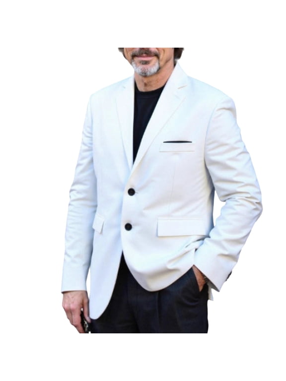 Men's Blazer Step Lapel Two Button Slim Fit Cozy Dressy Business Dinner Party Suit Jacket with Chest Pocket