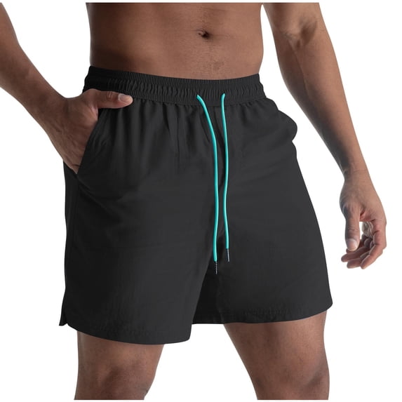 Yyuenw Men's Casual Beach Swim Trunks, Quick Dry Neon Drawstring Board Shorts with Side Pockets, Solid Swimwear