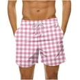 thumbnail image 1 of Yyuenw Men's Gingham Print Swim Trunks, Quick Dry Board Shorts with Drawstring Waist & Pockets, Casual Beach Swimwear, 1 of 6