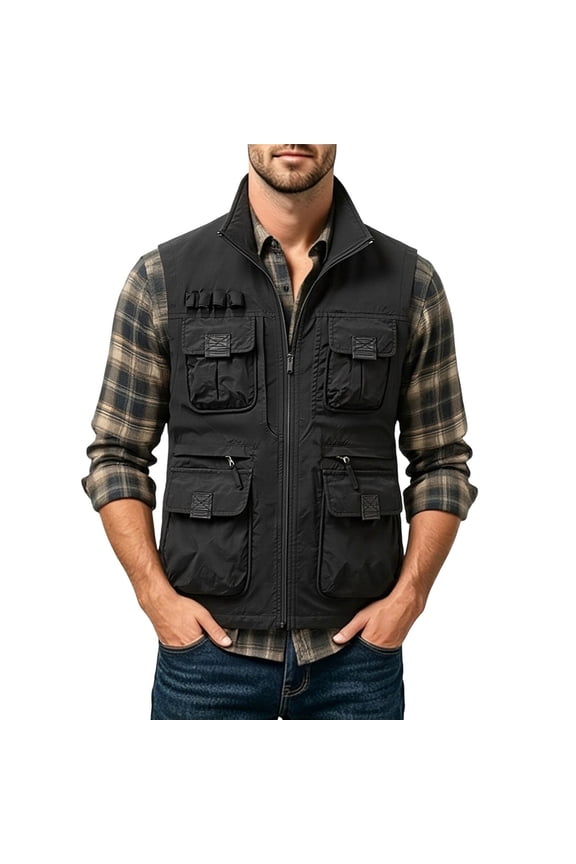 Men's Versatile Multi-Pocket Top, Lightweight Fishing & Photography Jacket for Camping, Hiking, Summer Outdoor Adventure Wear