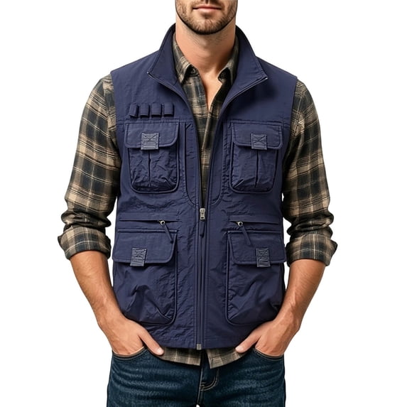 Yyuenw Men's Versatile Multi-Pocket Top, Lightweight Fishing & Photography Jacket for Camping, Hiking, Summer Outdoor Adventure Wear