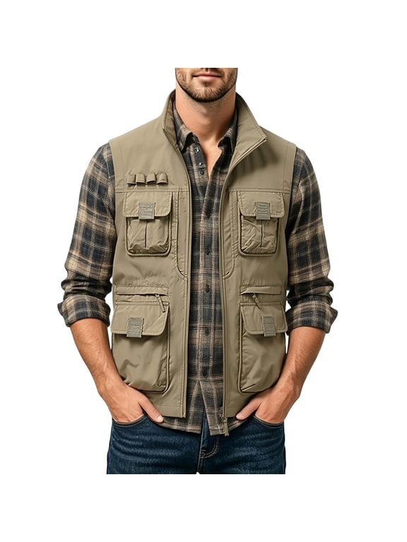 Men's Versatile Multi-Pocket Top, Lightweight Fishing & Photography Jacket for Camping, Hiking, Summer Outdoor Adventure Wear
