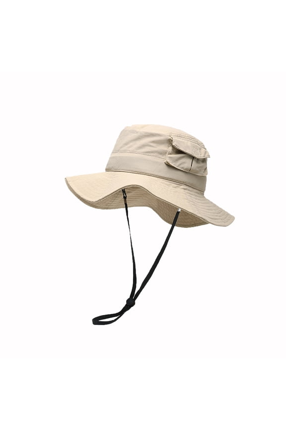 Men's Women's Quick Dry Sun Hat with Side Pocket, Breathable Wide Brim Solid Color Bucket Cap, Lightweight UV Protection Visor for Summer,Outdoor Sports