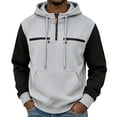 thumbnail image 1 of Chiccall Mens Cargo Hoodie Drawstring Quarter Zip Long Sleeve Hooded Sweatshirts Casual Colorblock Sweatshirts with Zipper Pockets, 1 of 5