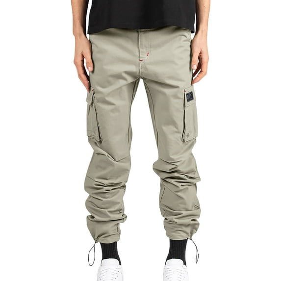 Yyuenw Mens Cargo Sweatpants with Multi Pockets Elastic Waist Drawstring Casual Athletic Pants Elastic Bottom Outdoor Workout Hiking Joggers