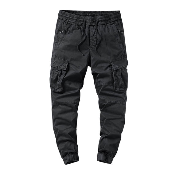 Dvprdro Mens Cotton Cargo Sweatpants Elastic Bottom Drawstring Casual Athletic Sweat Pants Elastic Waist Workout Running Joggers with Pockets