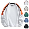 thumbnail image 1 of Chiccall Mens Cotton Fleece Sweatshirts Plus Size Crew Neck Raglan Long Sleeve Sweat Shirts Casual Comfy Athletic Colorblock Sweatshirts, 1 of 7