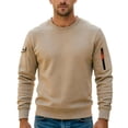 thumbnail image 1 of Chiccall Mens Crewneck Fleece Sweatshirts Long Sleeve Pullover Casual Solid Athletic Sweatshirts with Zipper Pocket, 1 of 7