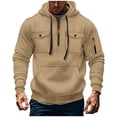thumbnail image 1 of Chiccall Mens Fleece Hoodie Breathable Wicking Cargo Quarter Zip Drawstring Long Sleeve Sweatshirts Athletic Work Fashion for Men with Multi Pockets, 1 of 4