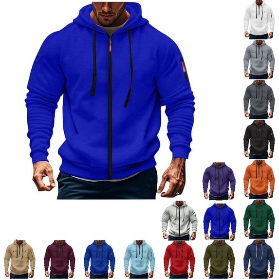Chiccall Mens Fleece Hoodie Breathable Wicking Full Zip Drawstring Long Sleeve Sweatshirts Athletic Fashion Hoodie with 2 Pockets