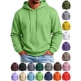 thumbnail image 1 of Yyuenw Hoodies for Men Fleece Lined Warm Pullover Long Sleeve Sweatshirts Casual Drawstring Hooded Solid Soft Comfy Fall Winter Sweatshirts Mint Green 3XL, 1 of 7