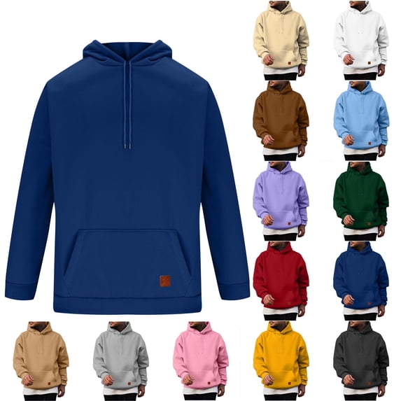 Chiccall Mens Fleece Hoodie Loose Fit Drawstring Long Sleeve Hooded Sweatshirts Winter Casual Warm Athletic Pullover Sweatshirts with Pocket