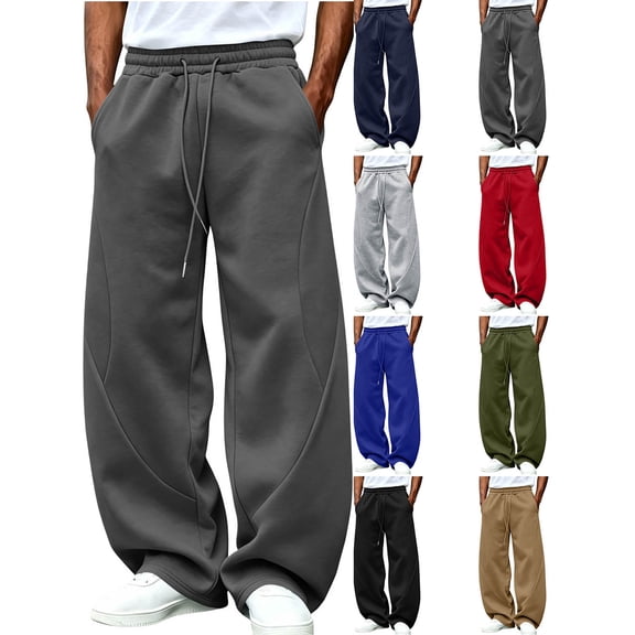Chiccall Mens Fleece Sweatpants Super Loose Fit Elastic Waist Wide Leg Open Bottom Casual Fashion Baggy Pants with Pockets