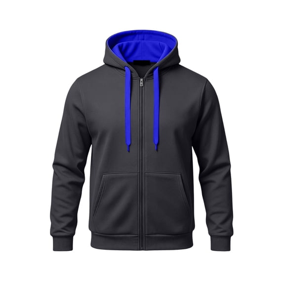 Chiccall Mens Full Zip Hoodie Drawstring Long Sleeve Colorblock Hooded Sweatshirts Casual Athletic Jacket with Pockets