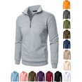 thumbnail image 1 of Yyuenw Mens Mock Neck Pullover Long Sleeve Quarter Zip Solid Sweatshirts Casual Athletic Slim Fit Sweatshirts for Men, 1 of 7