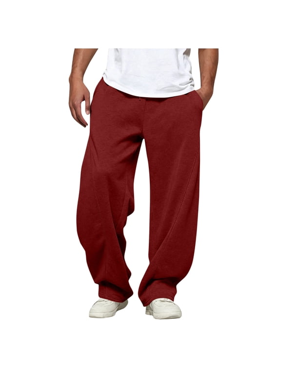 Dvprdro Mens Open Bottom Sweatpants Wide Leg Elastic Waist Drawstring Casual Athletic Baggy Pants Fashion Joggers Workout Lounge with Pockets