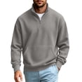thumbnail image 1 of Chiccall Mens Plus Size Sweatshirts Textured Mock Neck Long Sleeve Pullover with Pocket Casual Loose Quarter Zip Athletic Sweatshirts for Men, 1 of 6