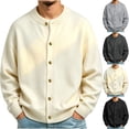 thumbnail image 1 of Chiccall Mens Sweater Crewneck Button Down Long Sleeve Knit Sweater Loose Fit Casual Tops, 1 of 5